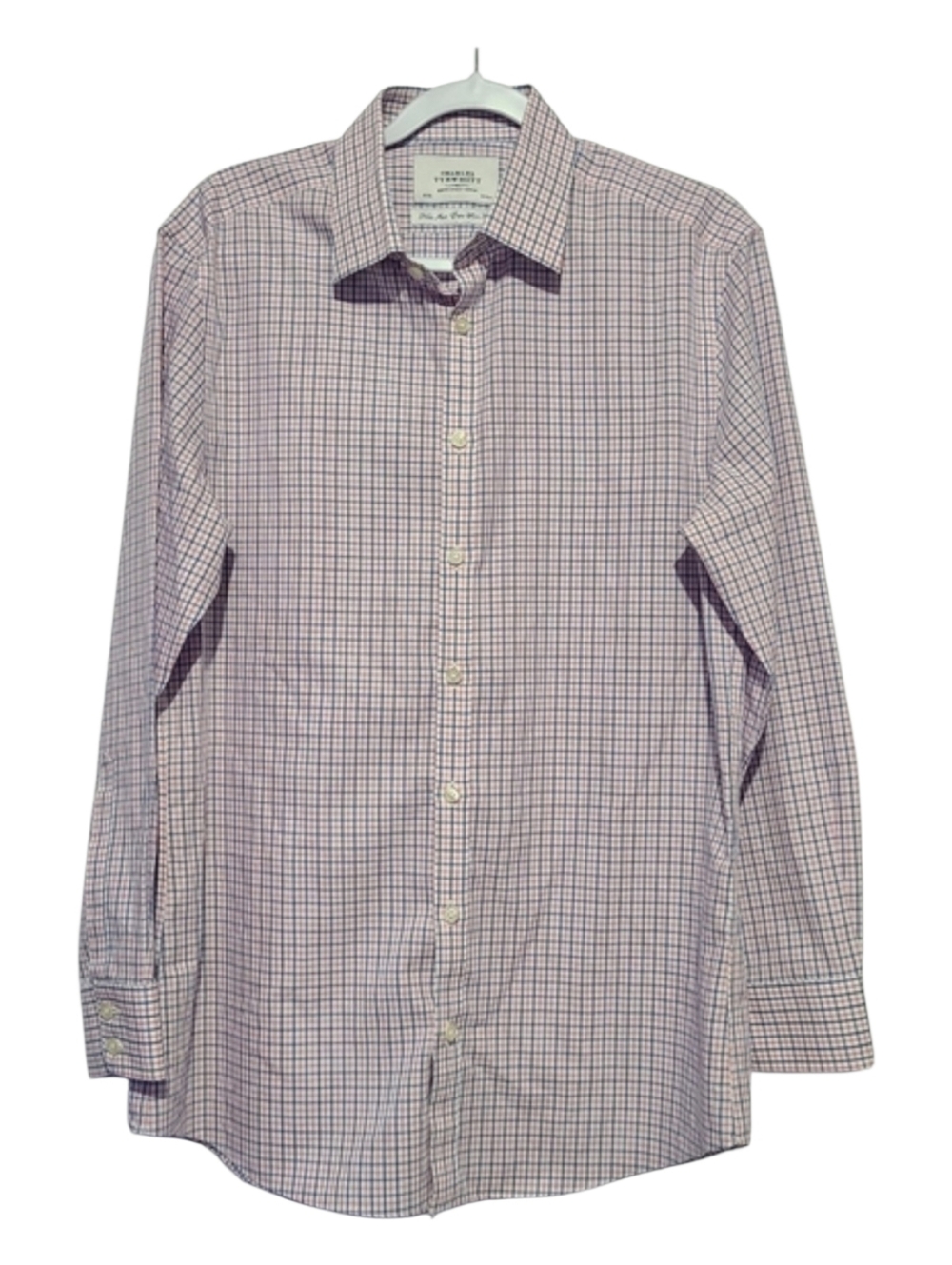Charles Tyrwhitt Non Iron Stretch Gingham Dress Shirt Mens Button Down Plaid